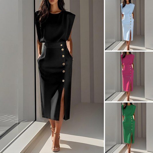 💜LAST DAY PROMOTION - 66%OFF💜French Elegance! Slit Midi Skirt | Draped Fabric with a Slight Waist Tuck