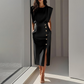 💜LAST DAY PROMOTION - 66%OFF💜French Elegance! Slit Midi Skirt | Draped Fabric with a Slight Waist Tuck