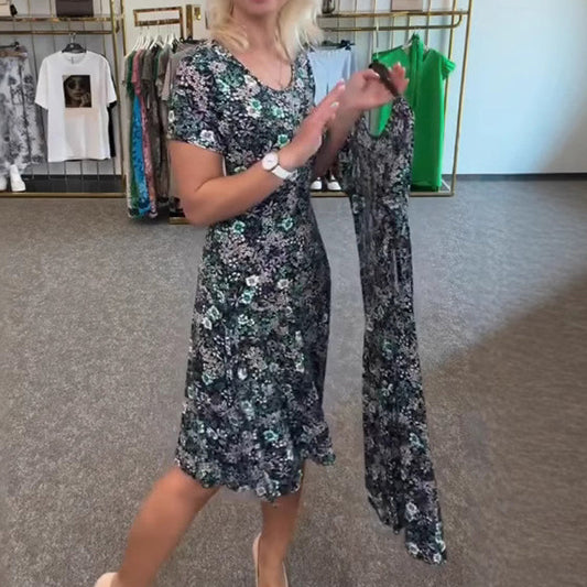 Women's Casual Scoop Neck Floral-Print Dress