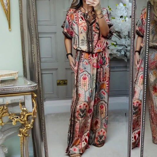 ⏳Time-Limited Special⏰Women's Printed Top & Wide Leg Pants 2-Piece Set