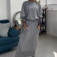 Women's Round-Neck Sweatshirt & Skirt 2-Piece Set
