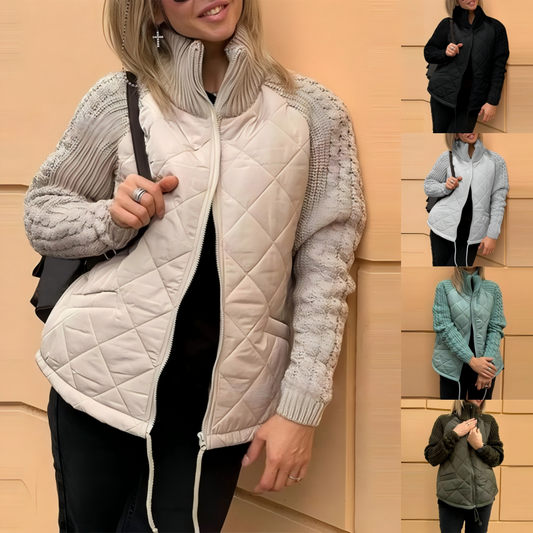 ⏳Begrenzte Zeit 50% Rabatt💥Gestrickte Patchwork-Pufferjacke für Damen