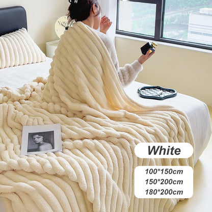 🛏️Manta gruesa de felpa con motivo de conejito y funda de terciopelo lechoso🫧Acurrúcate con la máxima comodidad.