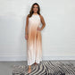 Vestido plisado degradado con cuello halter