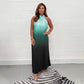 Vestido plisado degradado con cuello halter