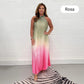 Vestido plisado degradado con cuello halter