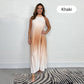 Vestido plisado degradado con cuello halter