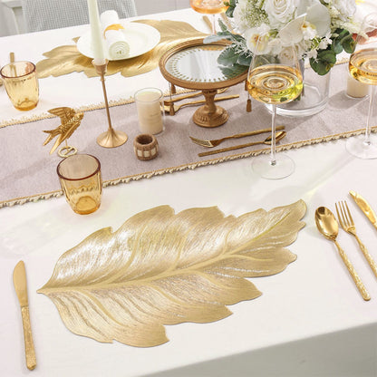 ✨ Mantel Individual 3D Hoja de Oro - Resistente al Calor y Fácil de Limpiar, Diseño Elegante para Celebraciones 🎉📦