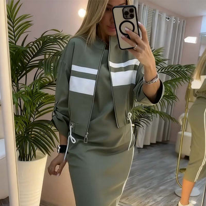 ✨ Conjunto Chaqueta + Vestido Verde Militar | Estilo Urban Chic para Mujer 🧥👗