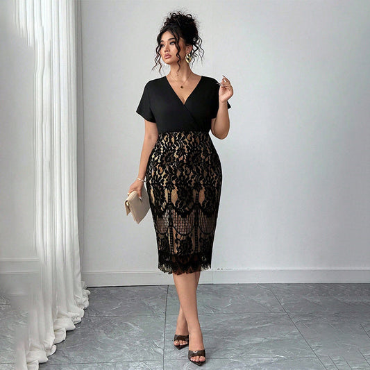 Vestido informal femenino de cuello en V