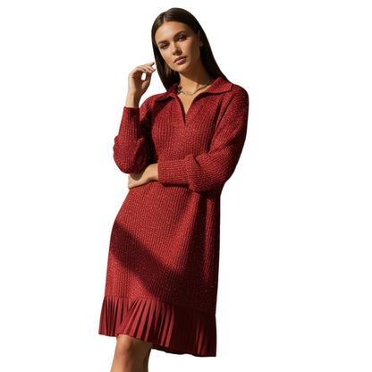🔥 ¡50% DE DESCUENTO! 💃✨ Vestido Corto Evasé con Solapa Brillante para Mujer – ¡Brilla con Estilo! 👗💖