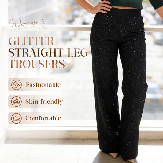 ✨🔥 ¡50% OFF por Tiempo Limitado! Pantalones de Tiro Alto con Pierna Recta y Brillo – Elegantes y Cómodos 👖✨