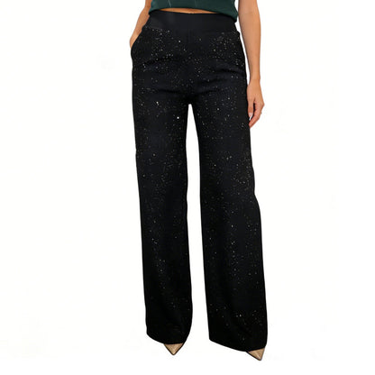 ✨🔥 ¡50% OFF por Tiempo Limitado! Pantalones de Tiro Alto con Pierna Recta y Brillo – Elegantes y Cómodos 👖✨