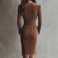 Vestido elegante plisado con cintura ajustada para mujer