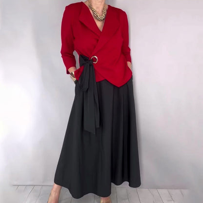 Conjunto de dos piezas para mujer: top elegante y falda lisa