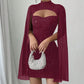 Vestido acanalado con aberturas para mujer con capa de gasa