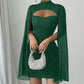 Vestido acanalado con aberturas para mujer con capa de gasa