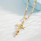🔥 Collar con colgante de crucifijo tono dorado – Diseño detallado INRI, cadena Figaro ajustable y joya religiosa para el día a día ✝️✨