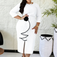 Elegante vestido ajustado con cuello redondo y volantes