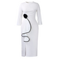 Elegante vestido ajustado con cuello redondo y volantes