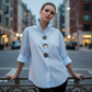 Camisa oversize con botones decorativos para mujer