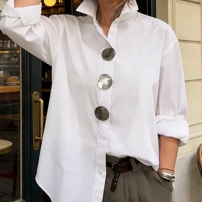 Camisa oversize con botones decorativos para mujer