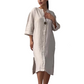 Vestido camisero informal de lino con cuello en V para mujer