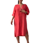 Vestido camisero informal de lino con cuello en V para mujer