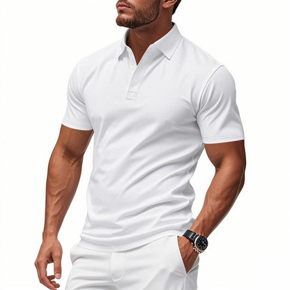 Camiseta de hombre de secado rápido con cuello tipo solapa y manga cort