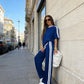 Conjunto de camiseta de rayas y pantalones anchos para mujer