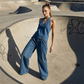 Denim vintage, top halter, pierna ancha. La combinación que estabas buscando. ✨🤍