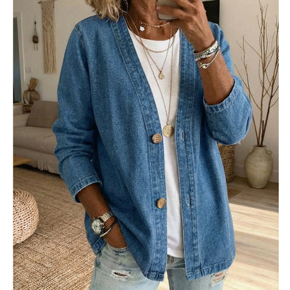 🧥¡Nueva llegada 50% de descuento! 🍊Chaqueta vaquera clásica de botón para mujer