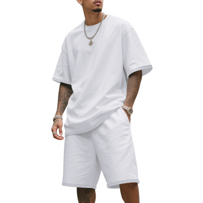 Set informal de camiseta y pantalones cortos de dos piezas para hombre