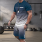 🏖️ ¡Estilo especial de verano! 😎 Conjunto de camiseta y shorts con degradado para hombre