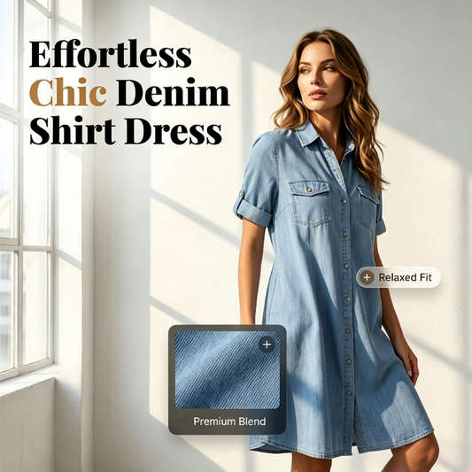 🔥 Oferta por tiempo limitado: hasta un 50 % de descuento 🔥 Vestido camisero vaquero informal para mujer