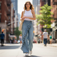 👖 ¡50% DE DESCUENTO AHORA! 💙 Pantalones Vaqueros de Pierna Ancha con Volante Asimétrico para Mujer – Talle Alto, Denim Premium y Bolsillos Funcionales ✨