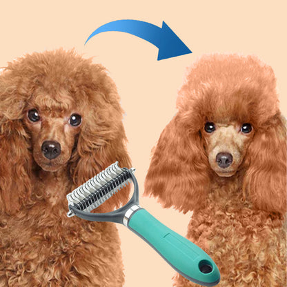 📢📢 ¡50% DE DESCUENTO! ⏰ Cepillo de aseo para mascotas de doble cara para eliminar el pelo muerto