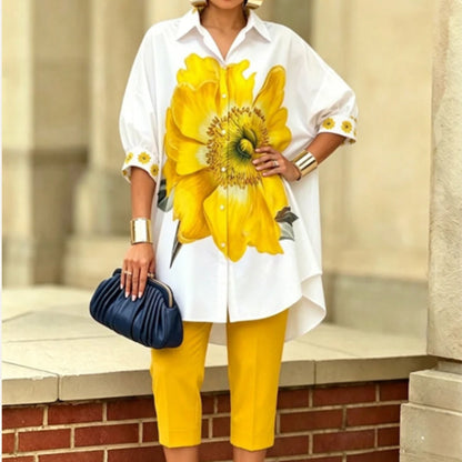 Conjunto de dos piezas para mujer con estampado floral
