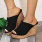 Sandalias de cuña casuales con puntera descubierta (peep-toe) para mujer