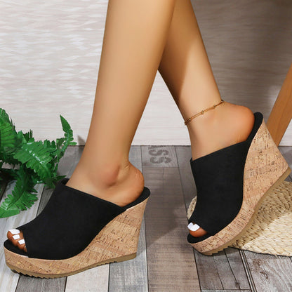 Sandalias de cuña casuales con puntera descubierta (peep-toe) para mujer