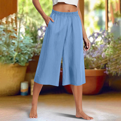 ⏰🔥¡50 % DE DESCUENTO POR TIEMPO LIMITADO! 👖 Pantalones informales de color liso, de corte ancho y largo 3/4: cómodos, elegantes y con un estilo chic sin esfuerzo ✨💃