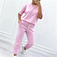 Conjunto Casual para Dama de Blusa Manga Corta y Pantalón