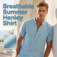 💥Oferta especial de novedades 2026: Camiseta Henley de manga corta para hombre en mezcla de lino
