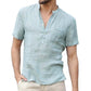 💥Oferta especial de novedades 2026: Camiseta Henley de manga corta para hombre en mezcla de lino