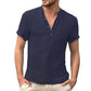 💥Oferta especial de novedades 2026: Camiseta Henley de manga corta para hombre en mezcla de lino
