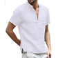 💥Oferta especial de novedades 2026: Camiseta Henley de manga corta para hombre en mezcla de lino