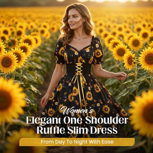 ⏰¡50 % DE DESCUENTO POR TIEMPO LIMITADO!🔥Vestido de mujer con estampado y mangas abullonadas