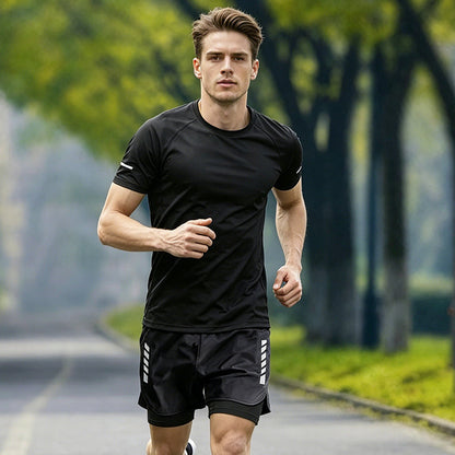 💥Novedades y ofertas especiales: conjunto deportivo de hombre con camiseta de manga corta refrescante y pantalones cortos