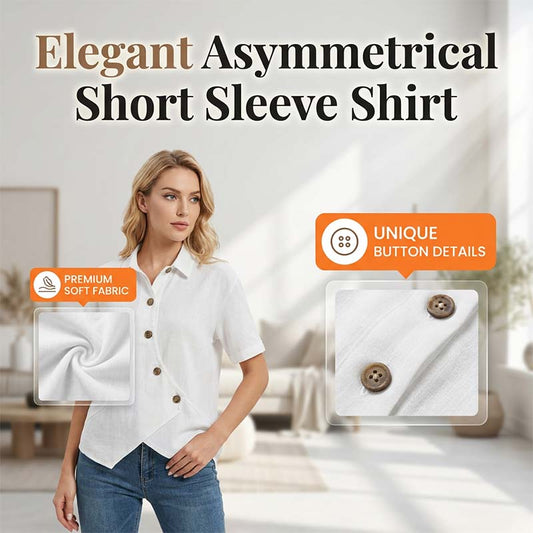 📢📢50 % de descuento en novedades: camisa asimétrica de manga corta con botones para mujer