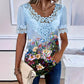 Camiseta de mujer con cuello redondo y ribete de encaje